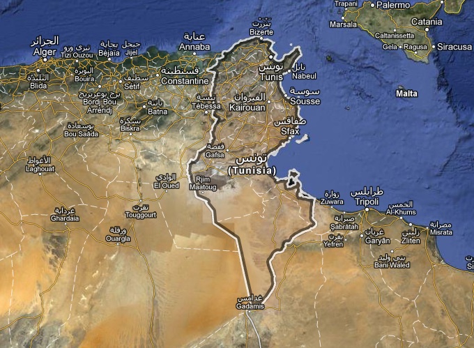 Tunísia. Reprodução/GoogleMaps