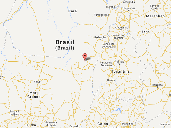 No mapa, região onde está a fazenda de Luiz Alfredo Abreu (Imagem: Reprodução)