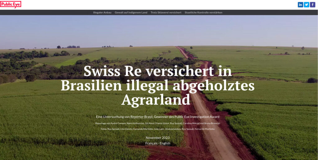 Swiss Re lucra no Brasil com seguros em terras desmatadas ilegalmente