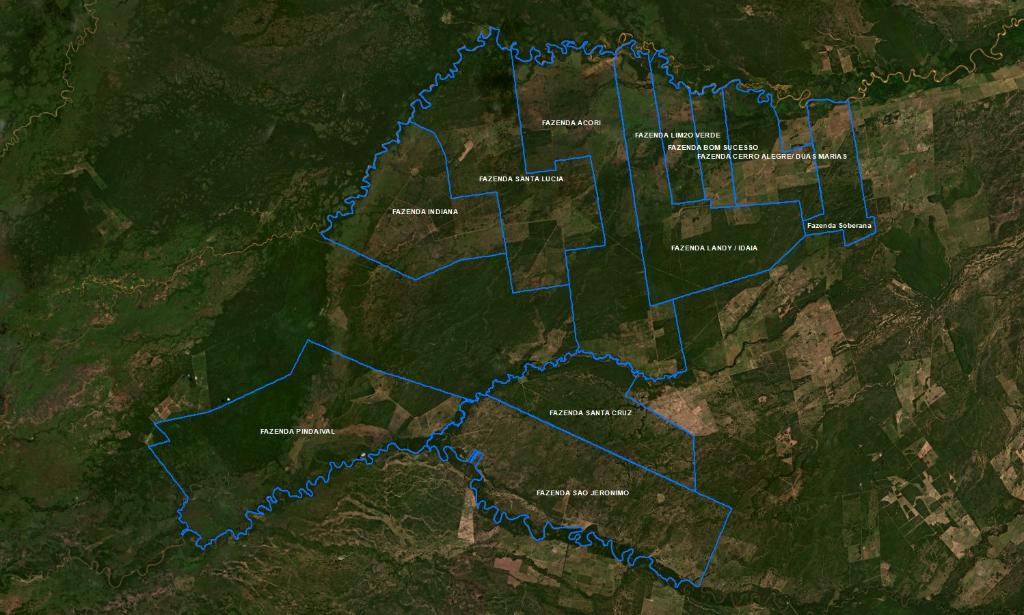 Onze propriedades onde ocorreu o desmatamento químico (Imagem: Polícia Civil e Sema-MT)