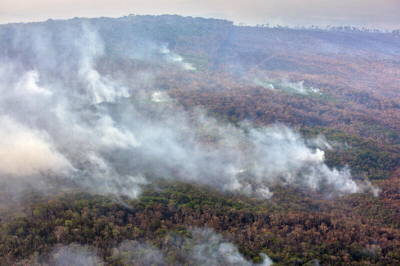 Focos de incêndio na Floresta Nacional do Jacundá, no norte de Rondônia, flagrados em julho por equipe do Greenpeace (Foto: Marizilda Cruppe/Greenpeace)