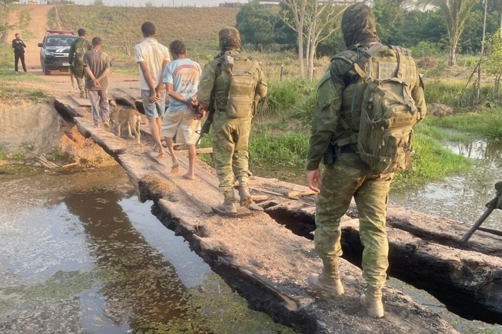 Quatro trabalhadores rurais foram presos; eles alegam terem sido torturados pelos policiais (Foto: Divulgação/Polícia Civil do Pará)