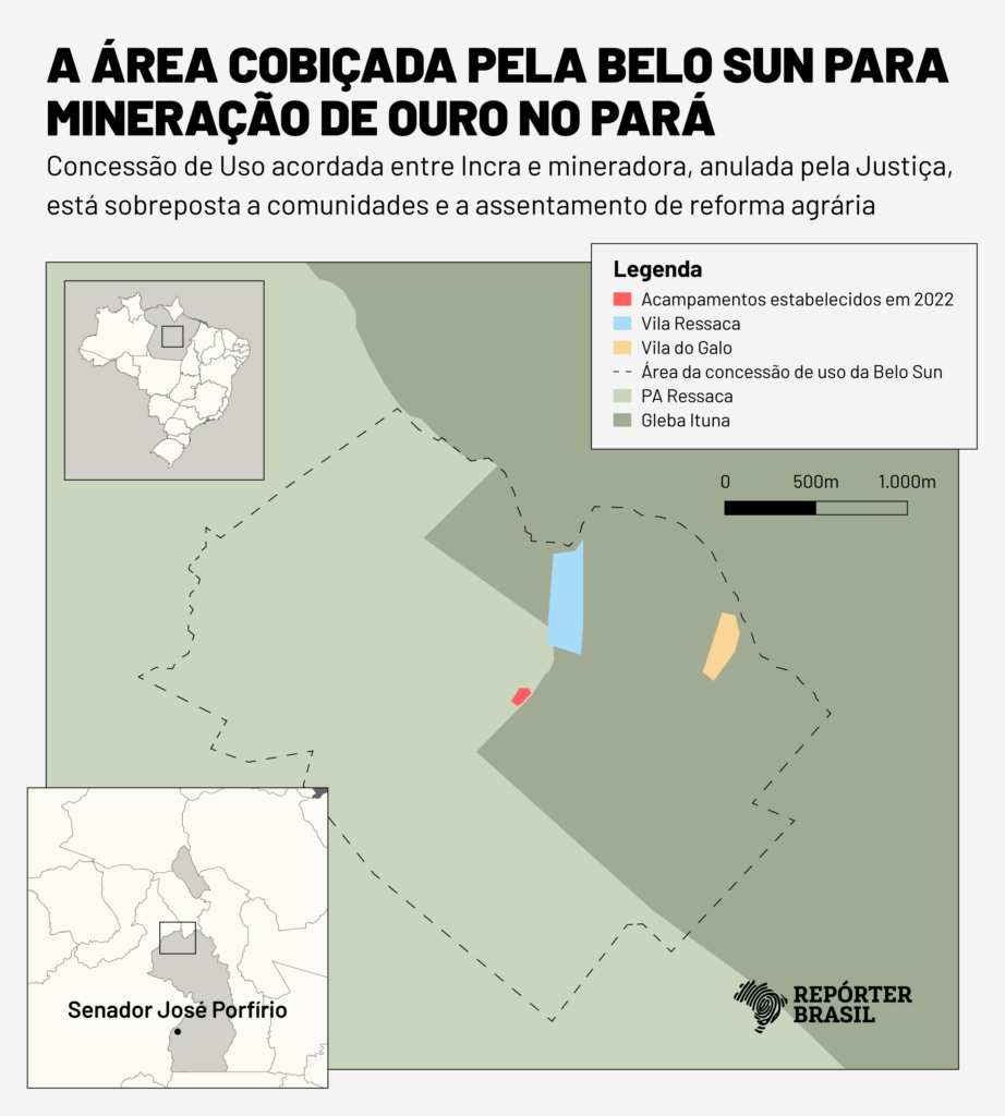 Arte: Rodrigo Bento/Repórter Brasil, com base em mapa elaborado pela Defensoria Pública do Estado do Pará. Fonte de dados: Incra; Sicar/PA