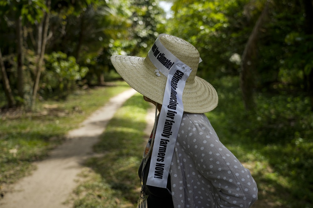 Agricultora familiar florestal que produz alimentos em sistema agroflorestal desenvolvido em área degradada em Santa Bárbara, a 100 Km de Belém (Foto: Fernando Martinho/Repórter Brasil)