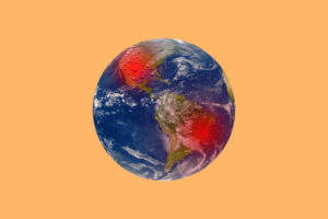 Ondas de calor. (Ilustração: Rodrigo Bento/Repórter Brasil)