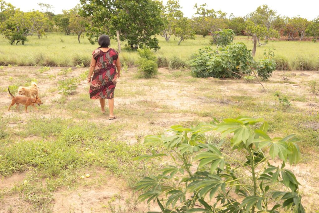 Quintal na comunidade Morcego, uma das que reivindicam a ampliação da área demarcada (Foto: Caíque Souza)