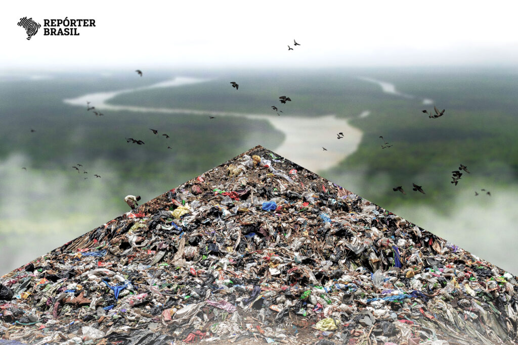 Projeto de ‘lixão’ na Grande Belém gera temor de contaminação de rios da Amazônia (Ilustração: Rodrigo Bento)