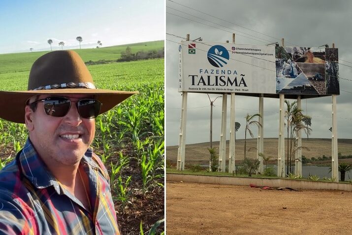 Debs Antônio Rosa tornou-se um conhecido sojeiro na região de Vitória do Xingu, no Pará, onde realiza festas com sertanejos e eventos com a participação de políticos locais na fazenda Talismã (Fotos: Reprodução/Redes Sociais/Fernando Martinho/Repórter Brasil)