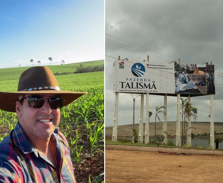 Debs Antônio Rosa tornou-se um conhecido sojeiro na região de Vitória do Xingu, no Pará, onde realiza festas com sertanejos e eventos com a participação de políticos locais na fazenda Talismã (Fotos: Reprodução/Redes Sociais/Fernando Martinho/Repórter Brasil)