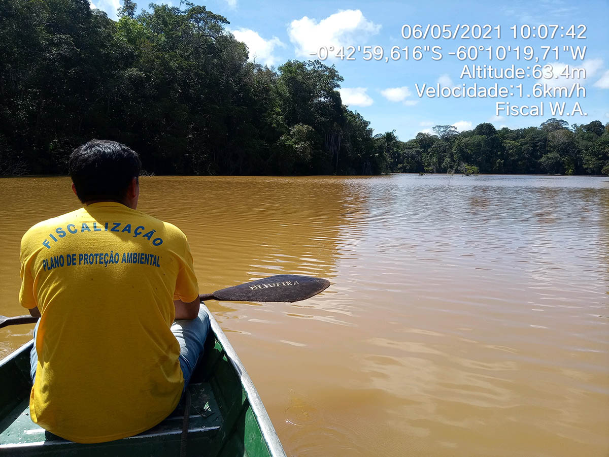 Em 2021 os kinja fizeram várias expedições pelo rio Alalaú e igarapé Tiaraju até encontrarem a origem da poluição no complexo minerário da Taboca. Além da sujeira na água, viram tartarugas e peixes boi mortos. Foto: ACWA (Associação Comunidade Waimiri Atroari)