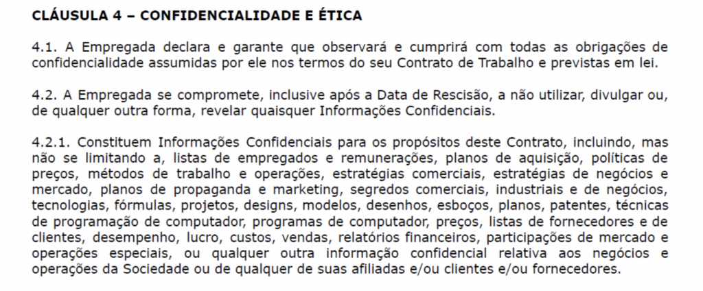 Trecho do termo de rescisão apresentado a empregados demitidos pelo Mercado Livre (Imagem: Reprodução)