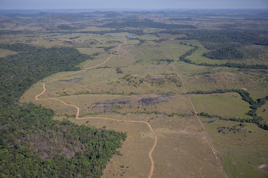 O sobrevoo também registrou imagens da PLG da Coomari. Ali, não há indícios de mineração (Fotos: Bruno Kelly/Greenpeace)