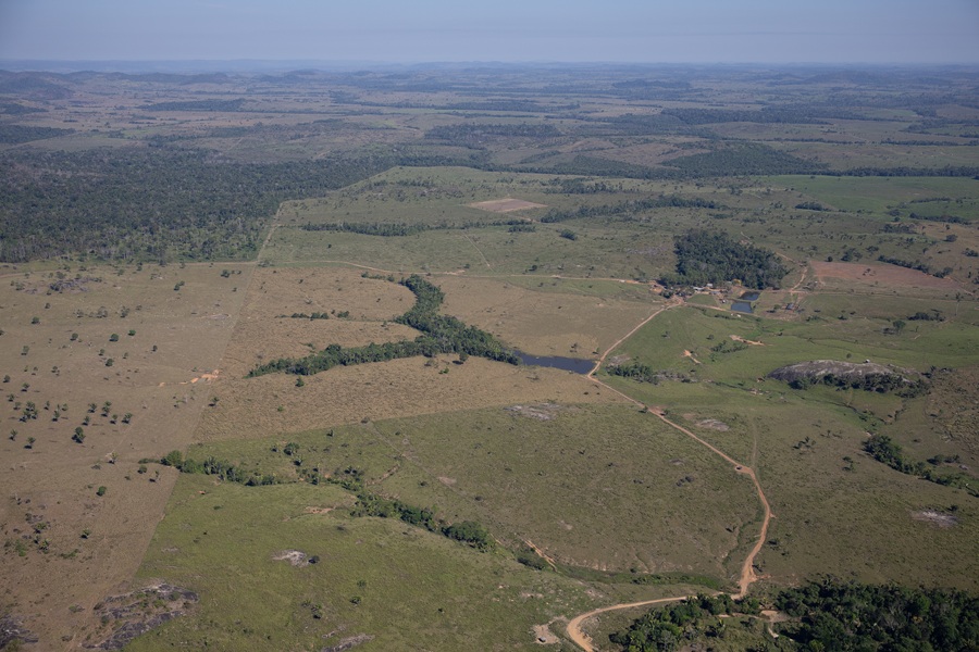 O sobrevoo também registrou imagens da PLG da Coomari. Ali, não há indícios de mineração (Fotos: Bruno Kelly/Greenpeace)